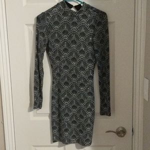 Sparkly mock neck mini dress